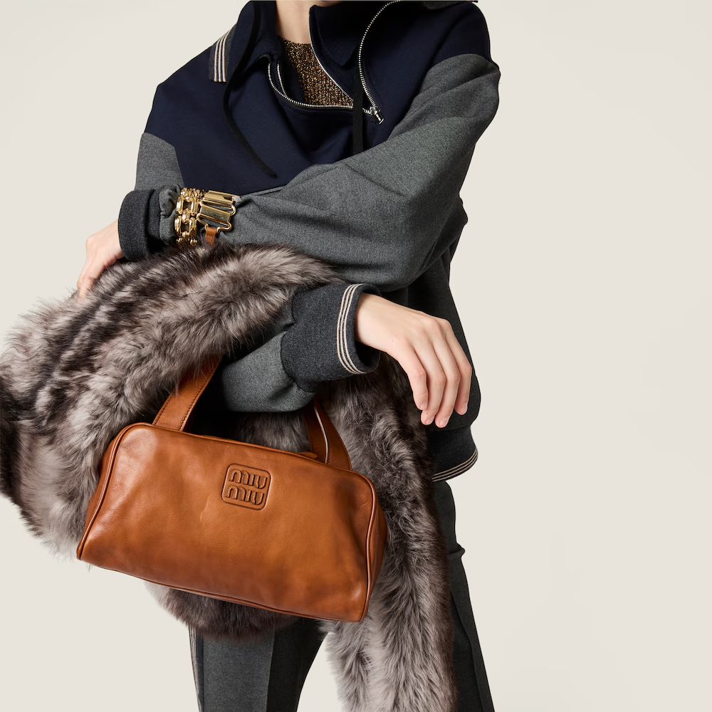 Leather top-handle bag