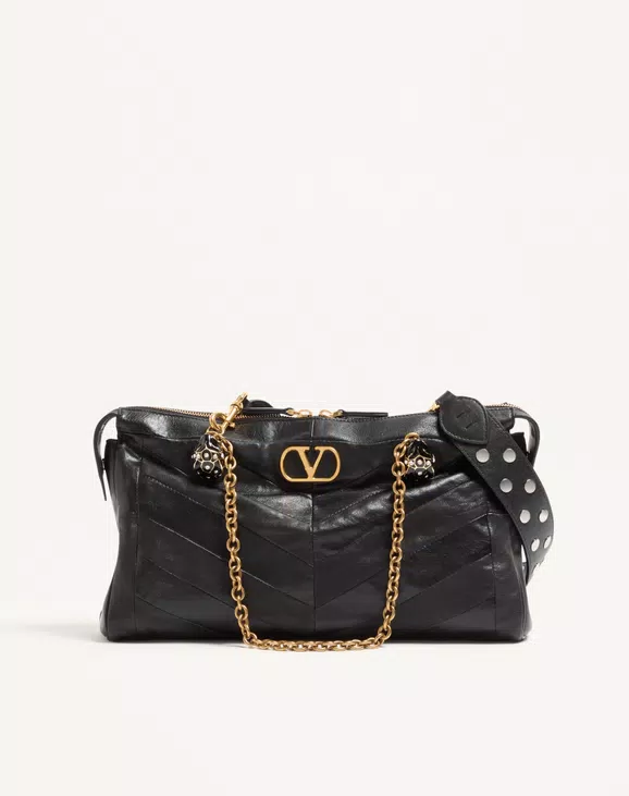 Valentino Garavani Panthea Shoulder Bag In Nappa Leather With Chevron Pattern