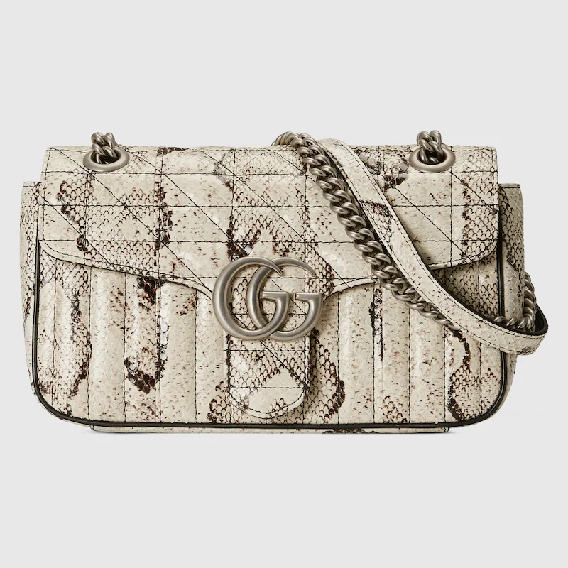 GG MARMONT SMALL PYTHON SHOULDER BAG
