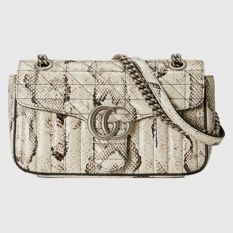GG MARMONT SMALL PYTHON SHOULDER BAG