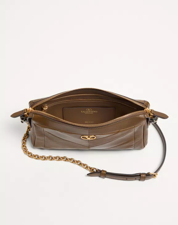 Valentino Garavani Panthea Small Shoulder Bag In Nappa Leather With A Chevron Pattern