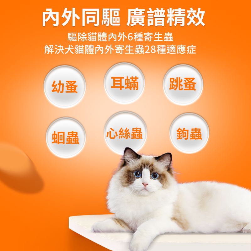 滴派 貓咪驅蟲劑 體內/外同驅❗ 心絲蟲/跳蚤/耳蟎/幼蚤/蛔蟲/鉤蟲 家庭療法套装