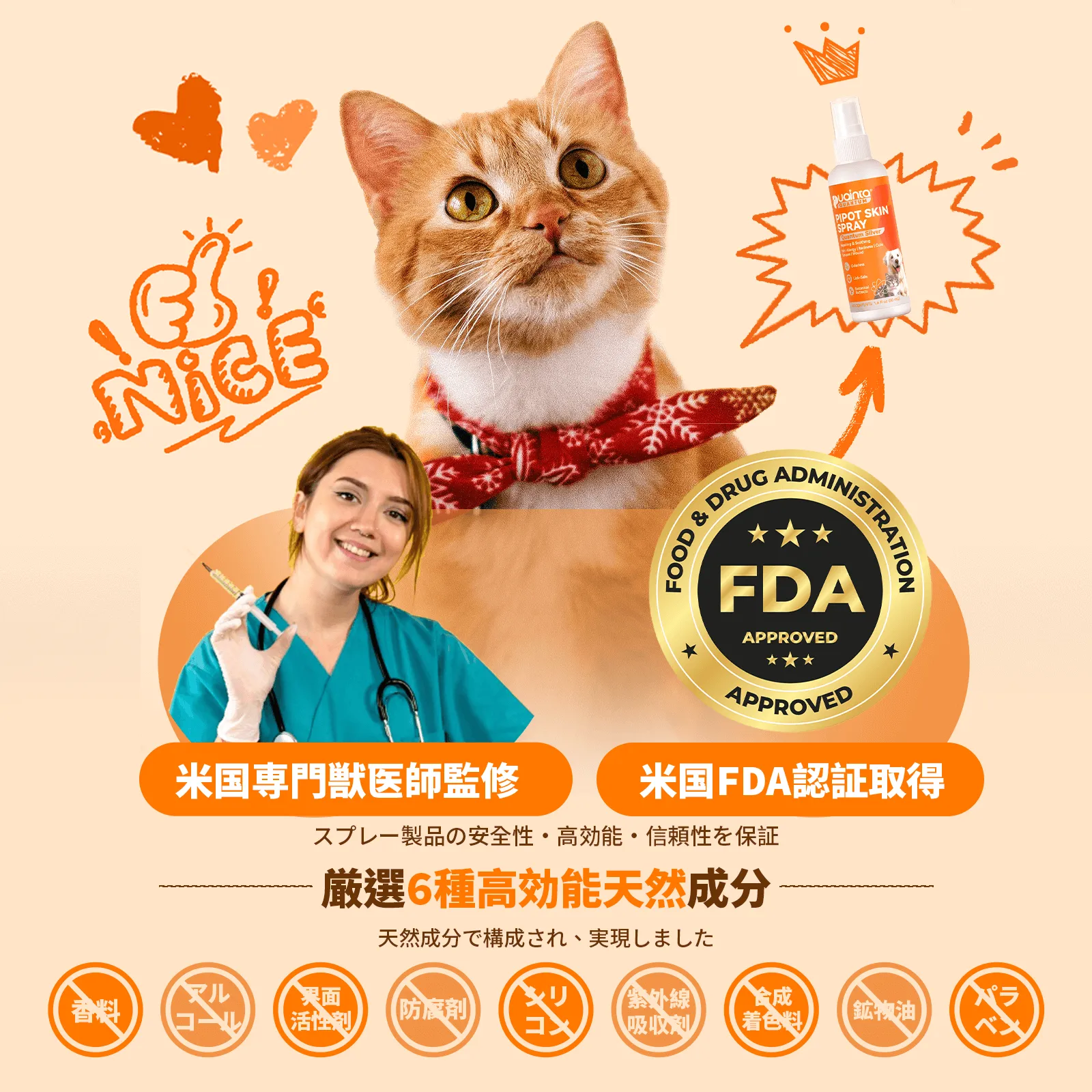 プアインタ ペット用スキンケアセット Banov低刺激シャンプー＋量子銀ケアスプレー