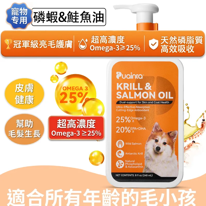【美國進口】全方位魚油營養補充劑 寵物犬貓冠軍級亮毛護膚 改善掉毛脫毛 毛孩皮膚超健康