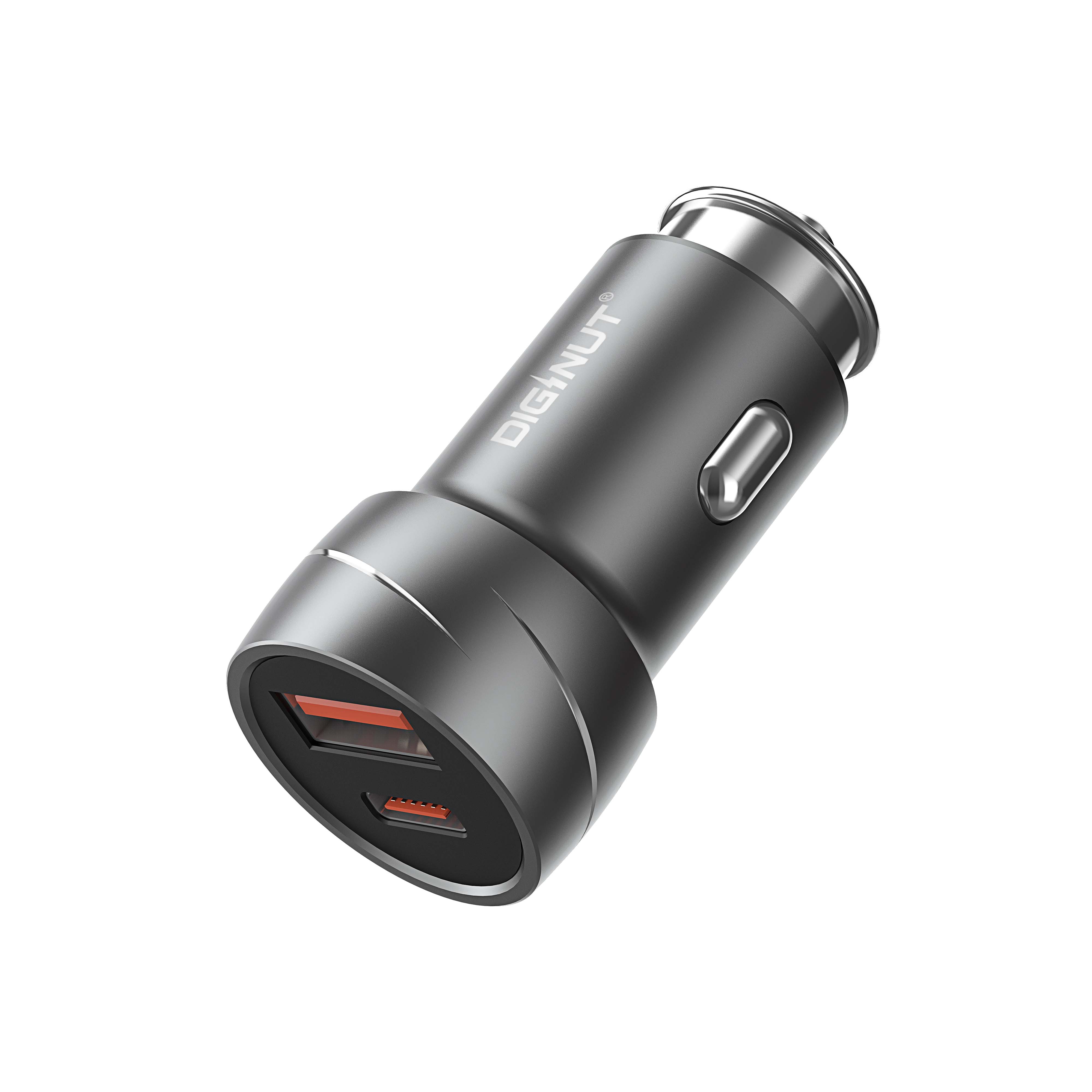 Diginut CP-22 QC3.0 18W+PD20W Car Charger (Total 38W)/ Zinc Alloy Material