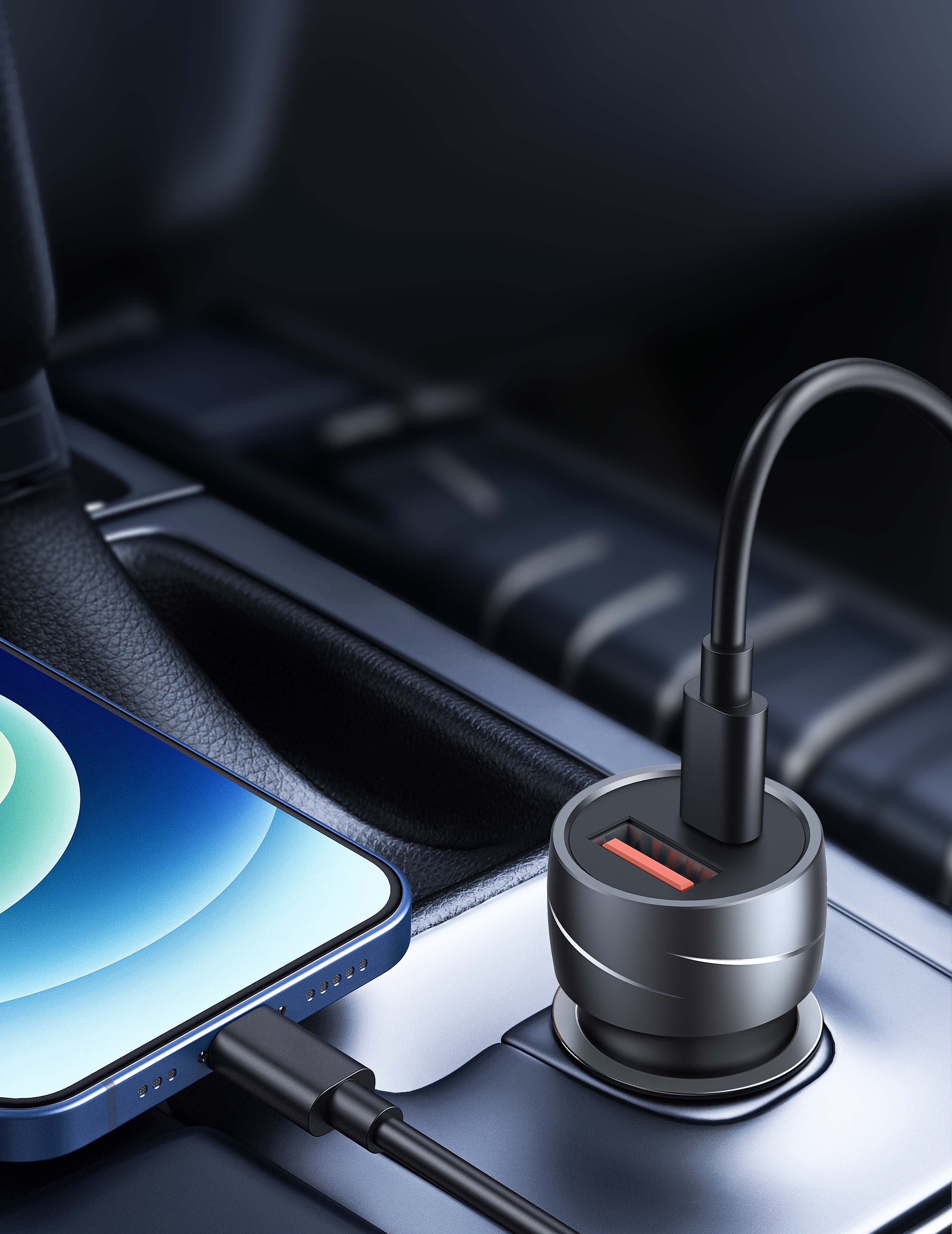 Diginut CP-22 QC3.0 18W+PD20W Car Charger (Total 38W)/ Zinc Alloy Material