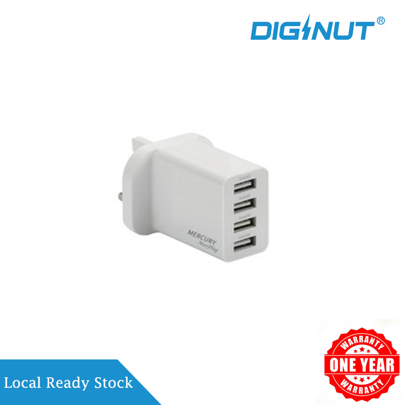 DIGINUT - 4USB 5V 4A Wall Plug/ UK Charger