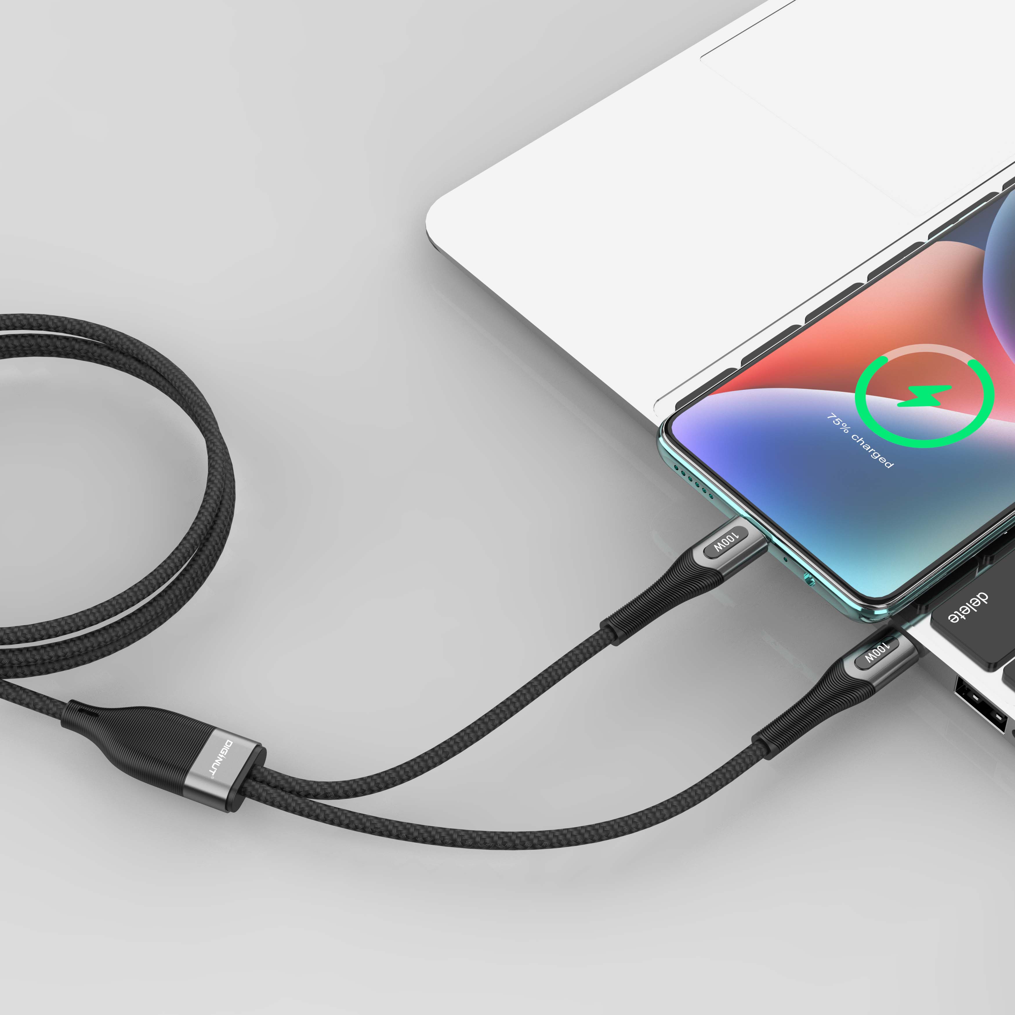 Diginut BC-1285M/ BC-1286M Type-C To Type-C+Lightning / Type-C To Type-C Multi Cable 1.5M Black