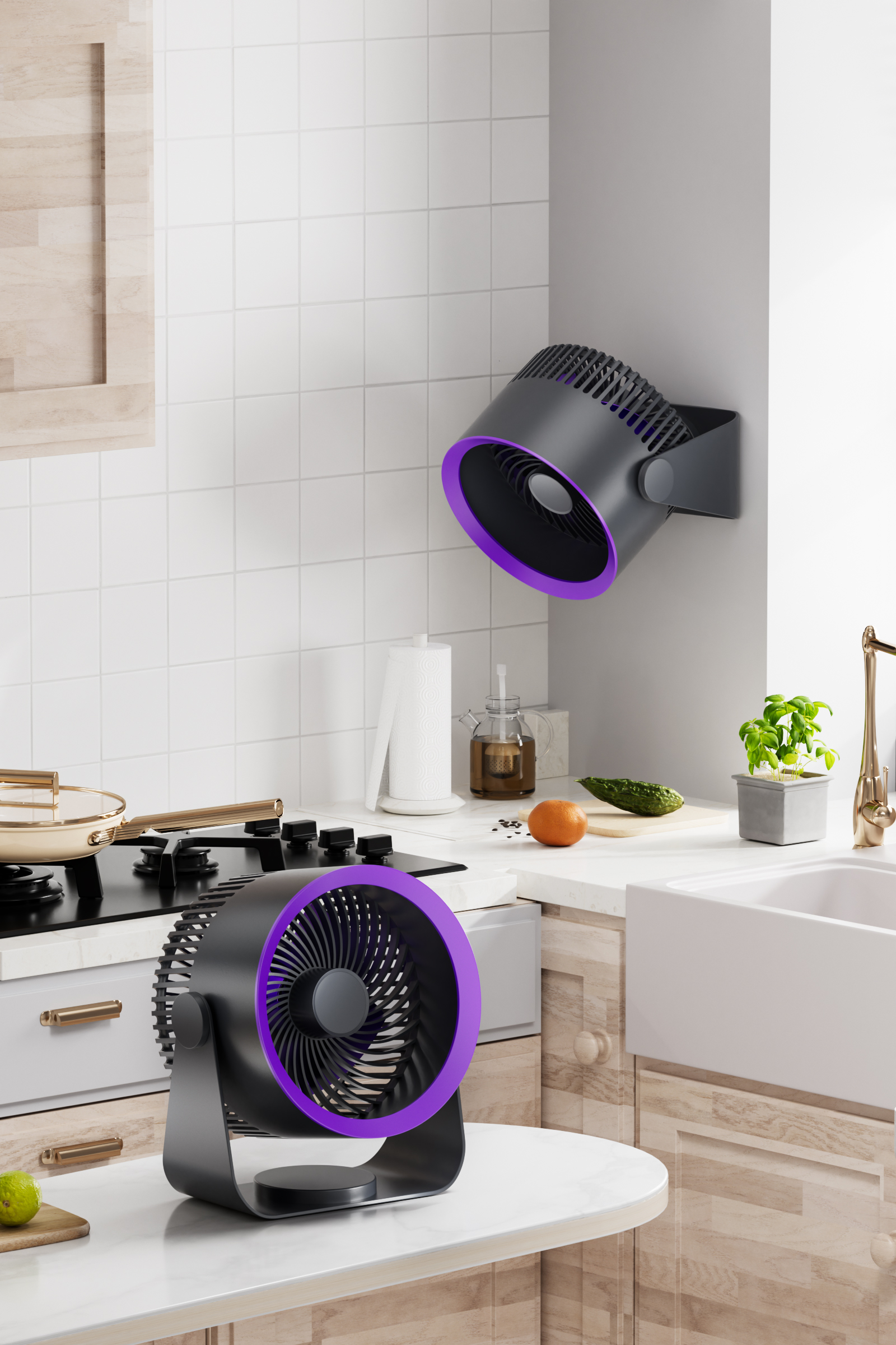 Diginut CL-42 Air Circulation Fan Grey&Purple/ Turbine Blades/ Ultra Silence/ Long-time Battery Use