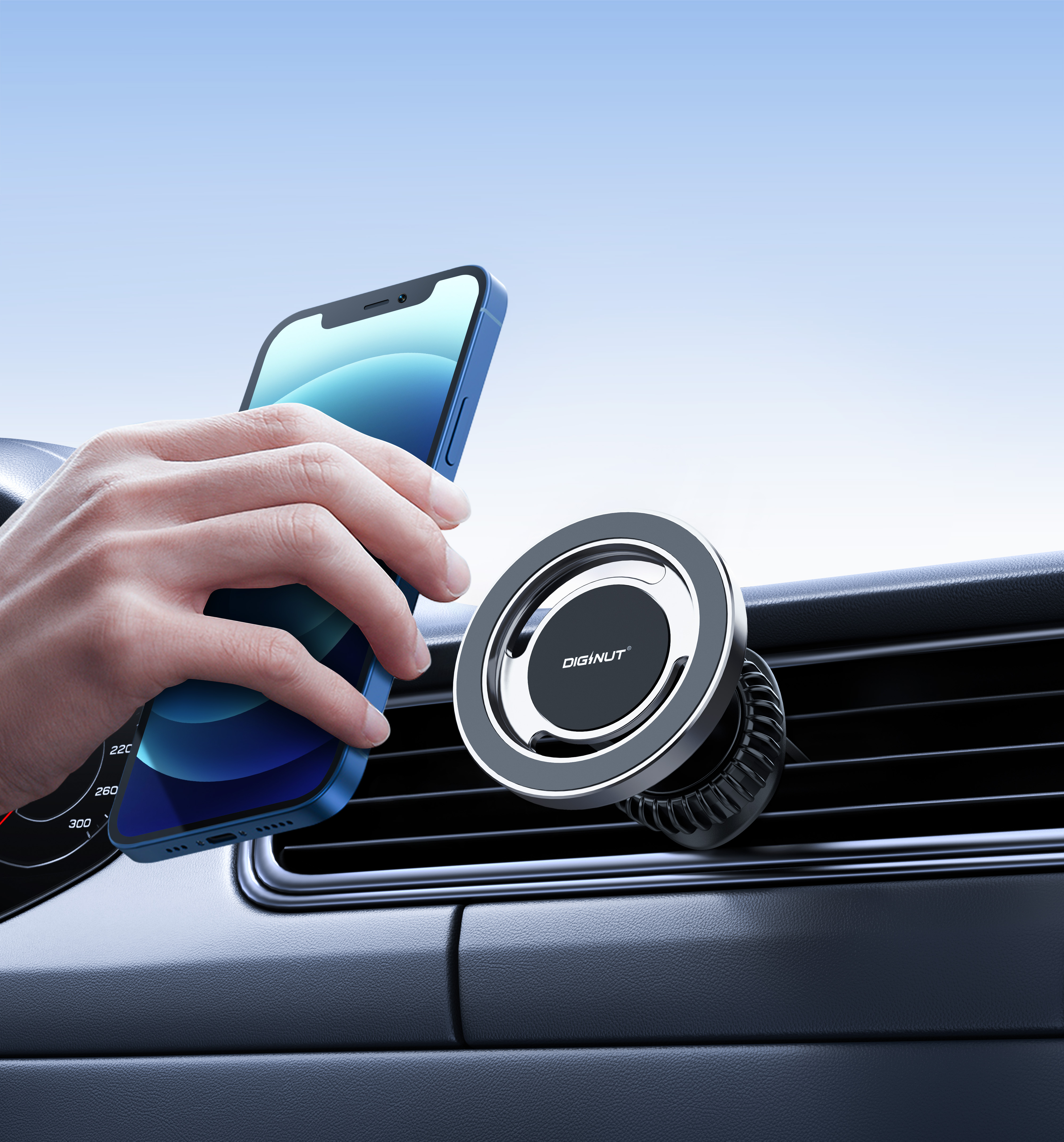 Diginut CH-27 Aircon Vent Magnetic Car Holder Gray