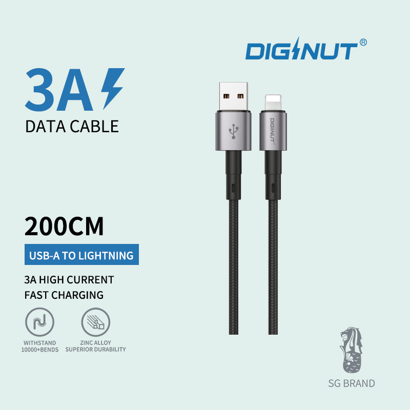Diginut BA-0221L/BA-0221C USB To iOS Data Cable 3A 20CM/ USB To Type-C/ Enhanced Durability/ Support Data Transmission