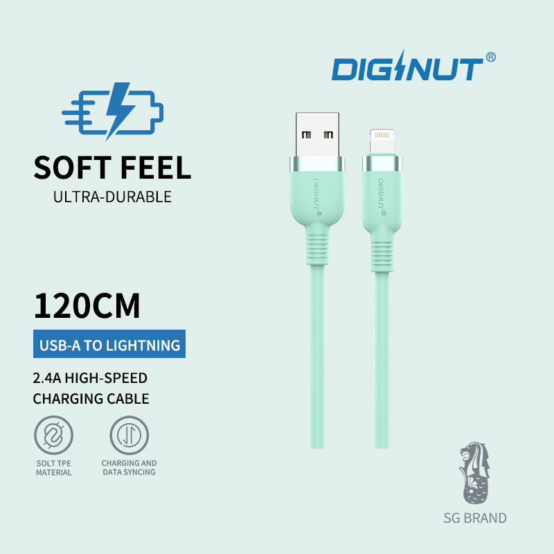 Diginut BA-1223L USB-A To Lighting Data Cable 2.4A 1.2M/ Support Data Transmission/ Soft Feel