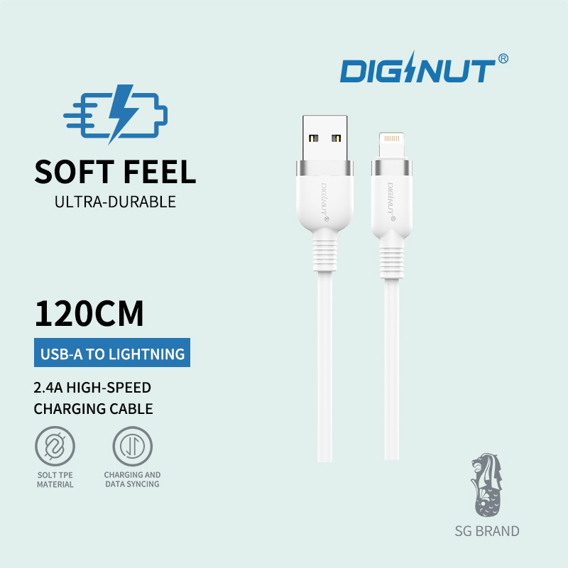 Diginut BA-1223L  USB-A To Lighting Data Cable 2.4A 1.2M/ Support Data Transmission/ Soft Feel