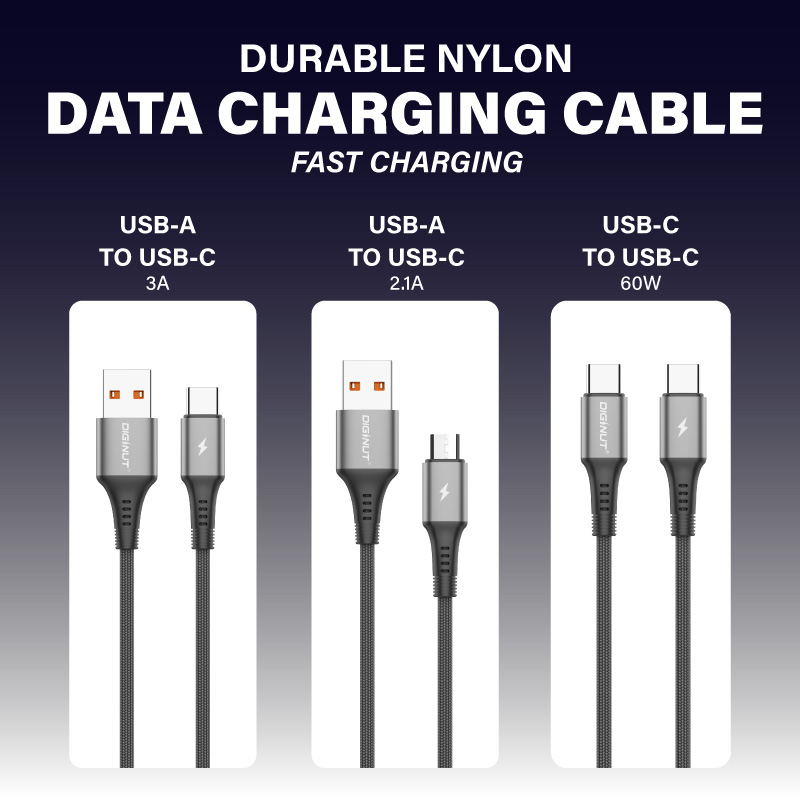 Diginut BA-1238C USB-A To Type-C /BA-1238R To Micro /BC-1238C/BC-0238C Aluminum Alloy Data Cable 3A 1.2M