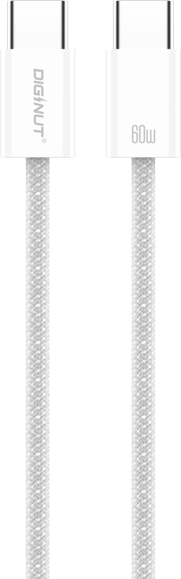 Diginut BC-1222L Type-C To Lightning Data Cable 30W 1.2M/BC-1222C Type-C To Type-C Data Cable 60W 1.2M White/ 48 Spindle Braiding