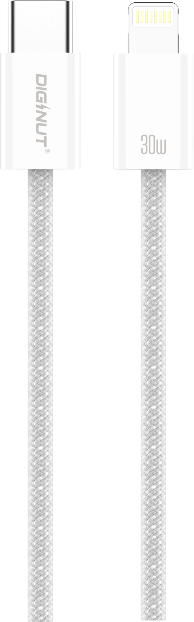 Diginut BC-1222L Type-C To Lightning Data Cable 30W 1.2M/BC-1222C Type-C To Type-C Data Cable 60W 1.2M White/ 48 Spindle Braiding