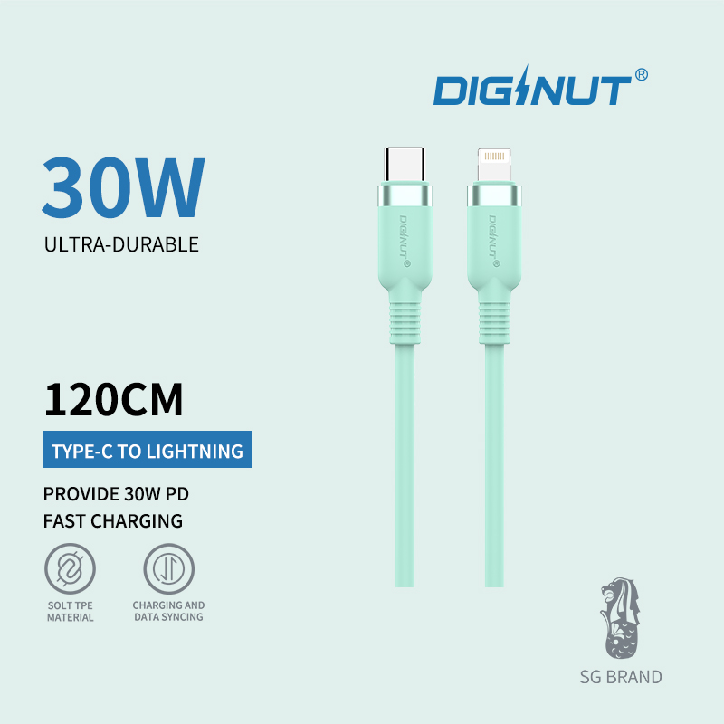 Diginut BC-1223L Type-C To Lightning Data Cable 27W 1.2M Support Data Transmission/ Soft Feel