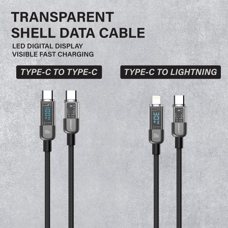 Diginut BC-1230L Type-c To L 30W / BC-1230C Type-C To Type-C 100W 1.2M Black Intelligent Auto Power Off cable