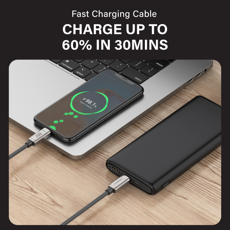 Diginut BC-1250C/BC-2050C Type-C To Type-C Zinc Alloy Magnetic Data Cable 60W1.2M/2M Grey