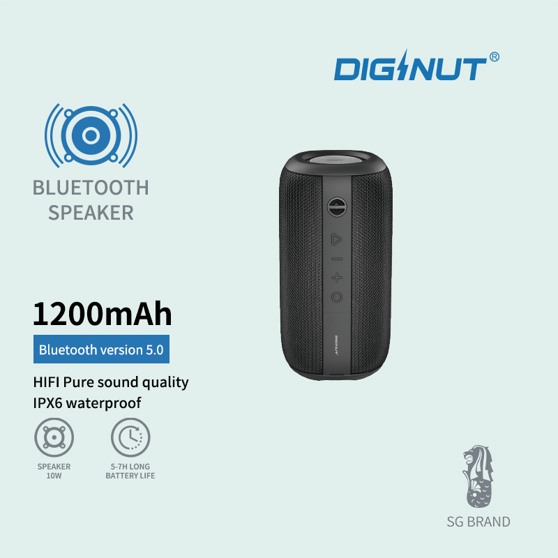 DIGINUT BT-125 Bluetooth Speaker Black/ Double Speakers Interconnection/ Plackback Function