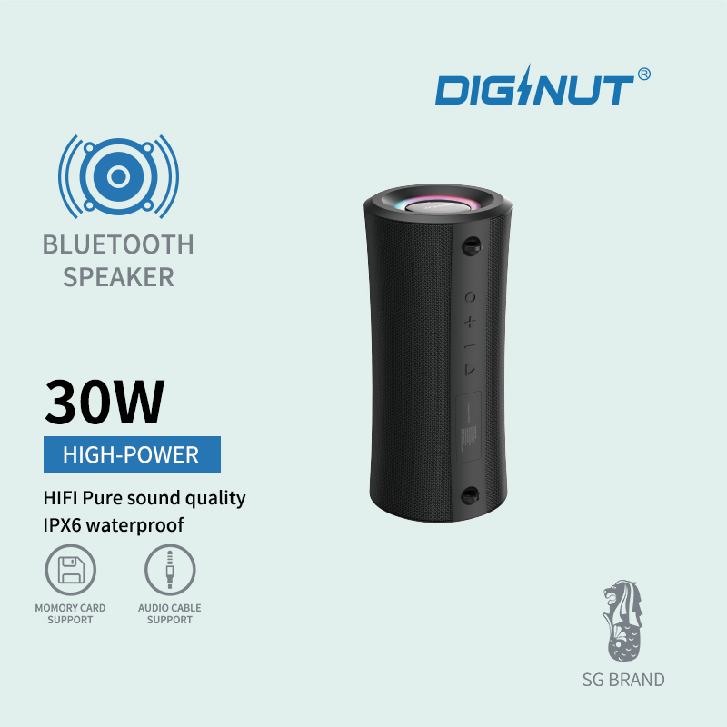 Diginut BT-320 Bluetooth Speaker With Lanyard Black/ IPX6 Waterproof/ Bluetooth Version 5.1/ Easy To Carry