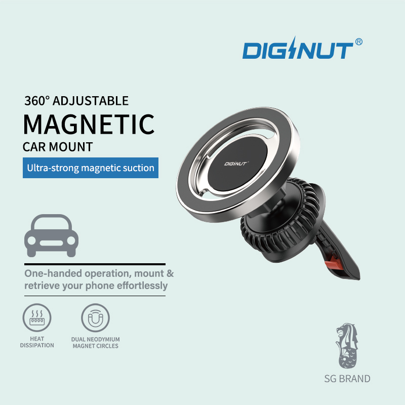 Diginut CH-27 Aircon Vent Magnetic Car Holder Gray