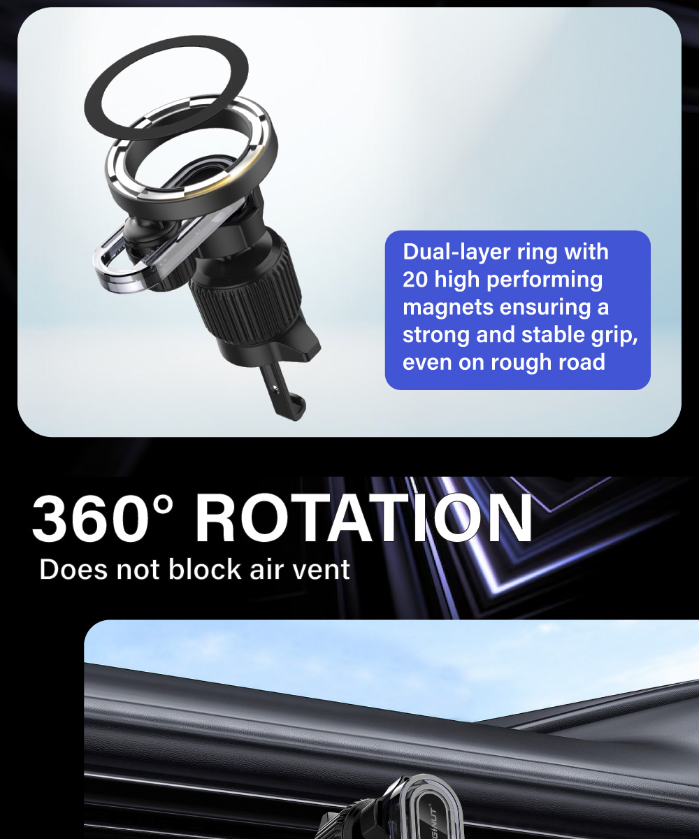 Diginut CH-33 Magnetic Car Phone Mount Black