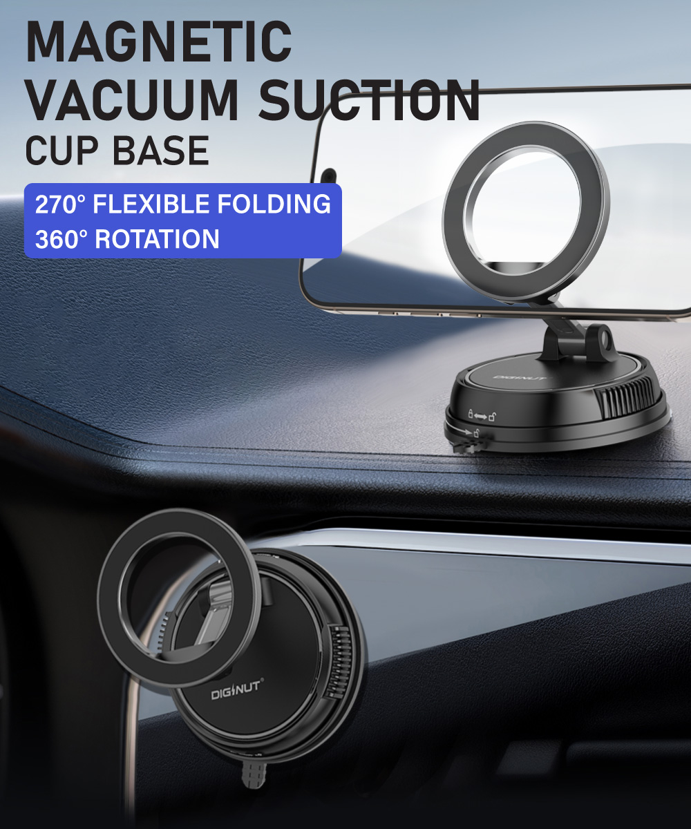 Diginut CH-36 Vacuum Suction CupCar Phone Mount Black