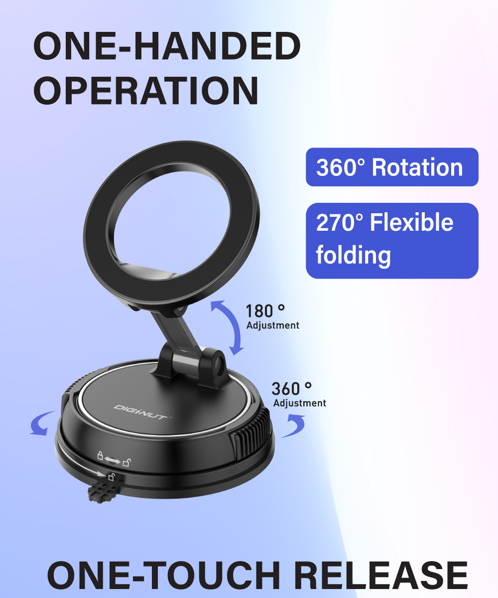 Diginut CH-36 Vacuum Suction CupCar Phone Mount Black