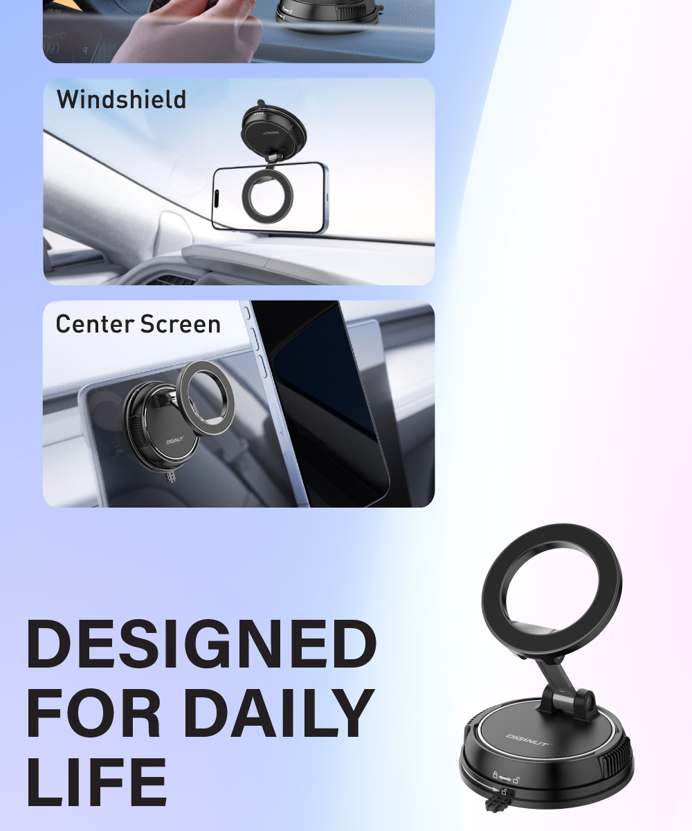 Diginut CH-36 Vacuum Suction CupCar Phone Mount Black