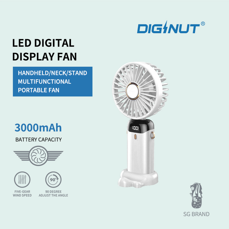 DIGINUT CL-27 Multi-function Handheld Fan/ Hands Free/ 90 Degrees Angle Adjustable/ LED Display