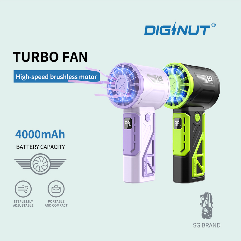 Diginut CL-38 Handheld Turbo Fan/ LED Digital Power Display/ Portable And Compact