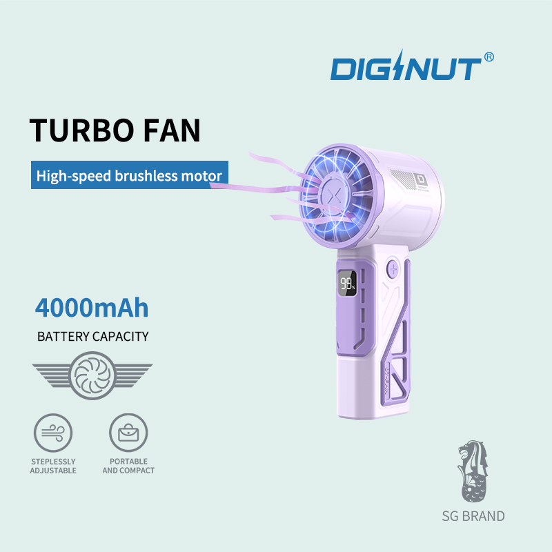 Diginut CL-38 Handheld Turbo Fan/ LED Digital Power Display/ Portable And Compact