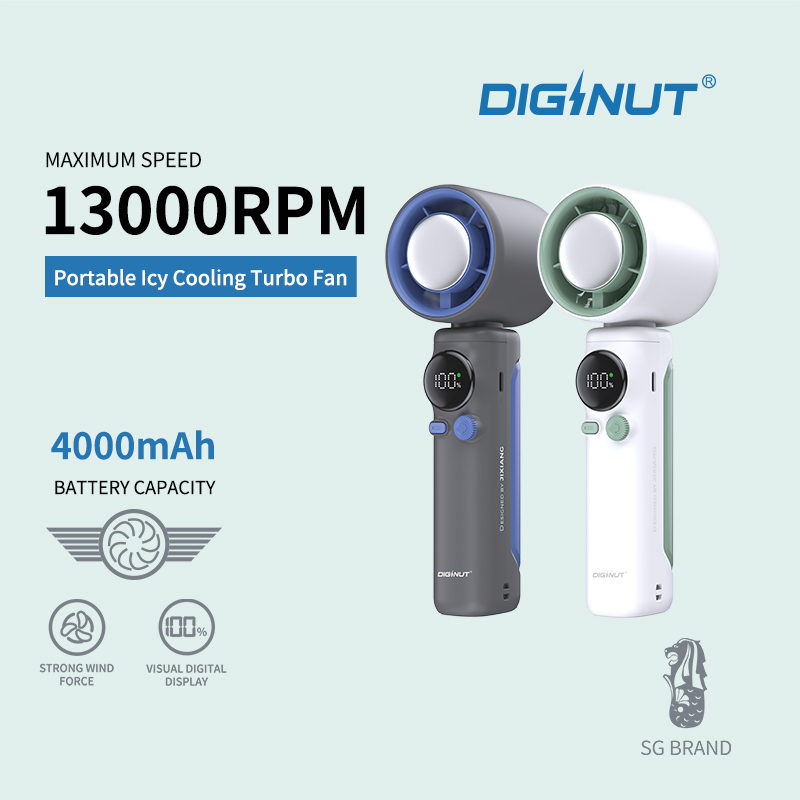 Diginut CL-60 Handheld Turbo Fan /Long-Lasting Cooling 4000mAh battery/Quiet Operation