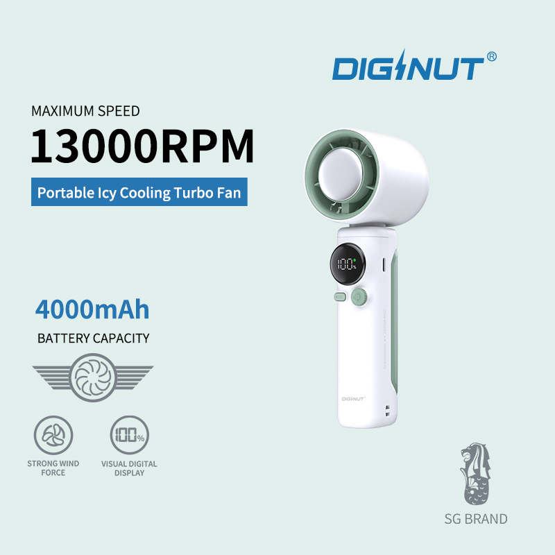 Diginut CL-60 Handheld Turbo Fan /Long-Lasting Cooling 4000mAh battery/Quiet Operation
