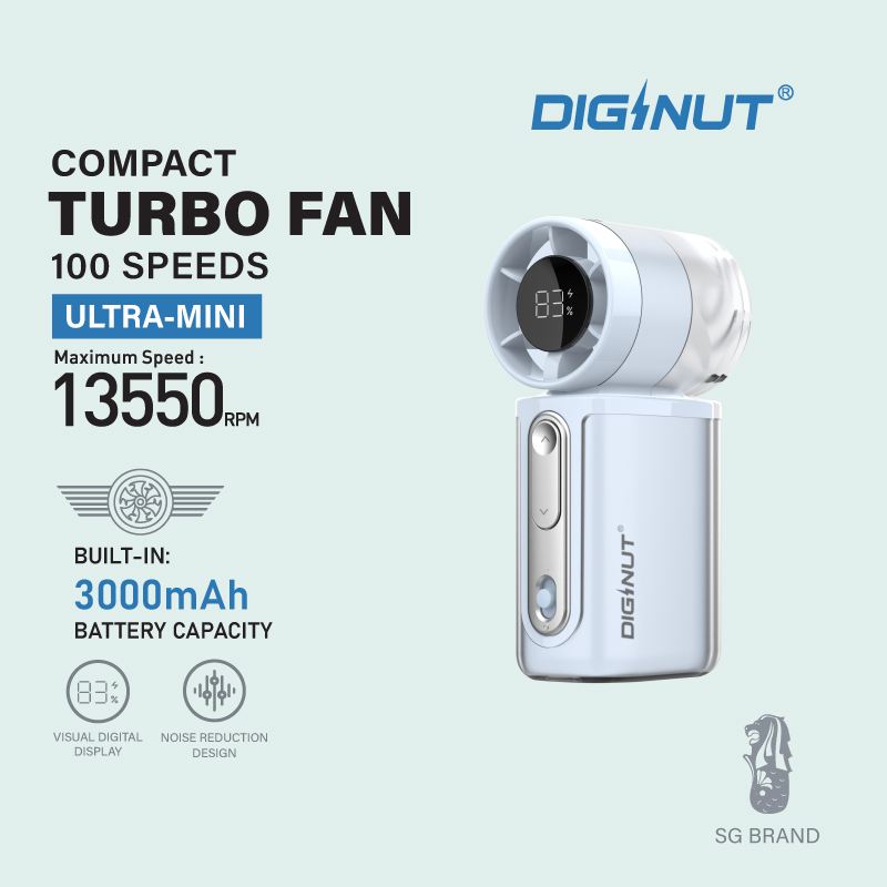 DIGINUT CL-96 Ultra-Mini Turbo Fan 100 Speeds 3000mAh Battery Portable Mini Fan