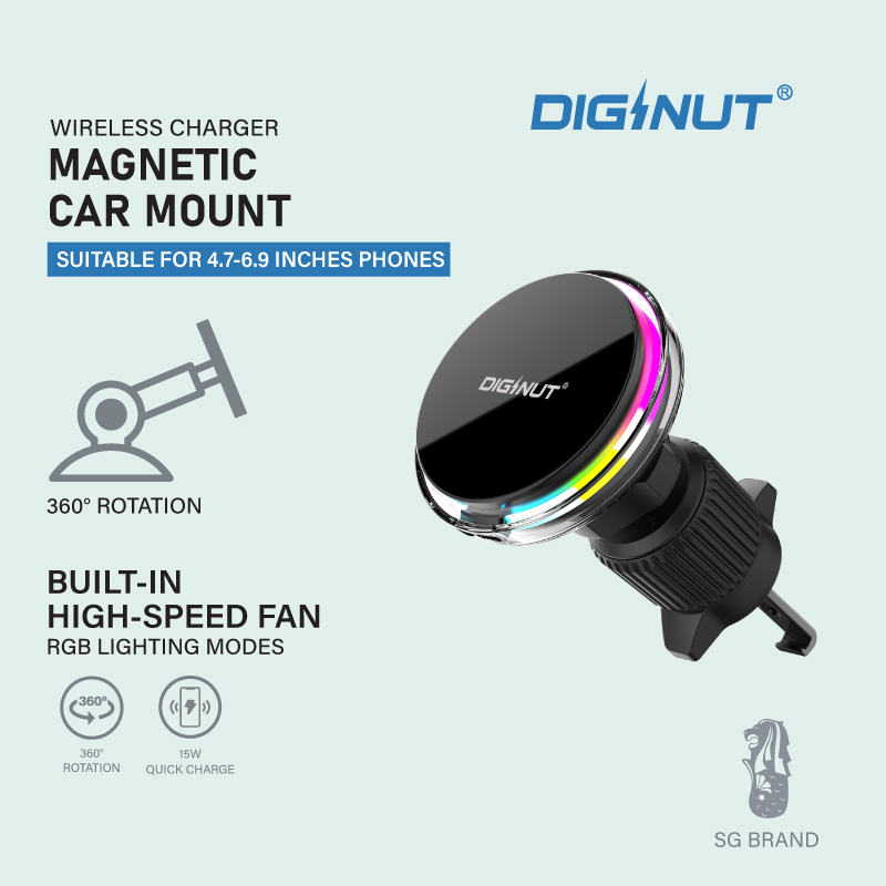 Diginut CW-20 Wireless Car Mount With Ambient Light/Black