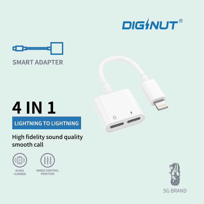 Diginut - DA-07 Lightning to Dual Lightning Converter/ iPhone Converters/ Phone Calling /Lightning to type-c