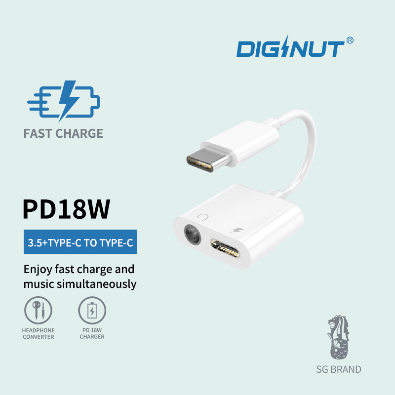 DIGINUT DA-08 Type-C to 3.5mm+Type-C Charge Converter/ PD 18W