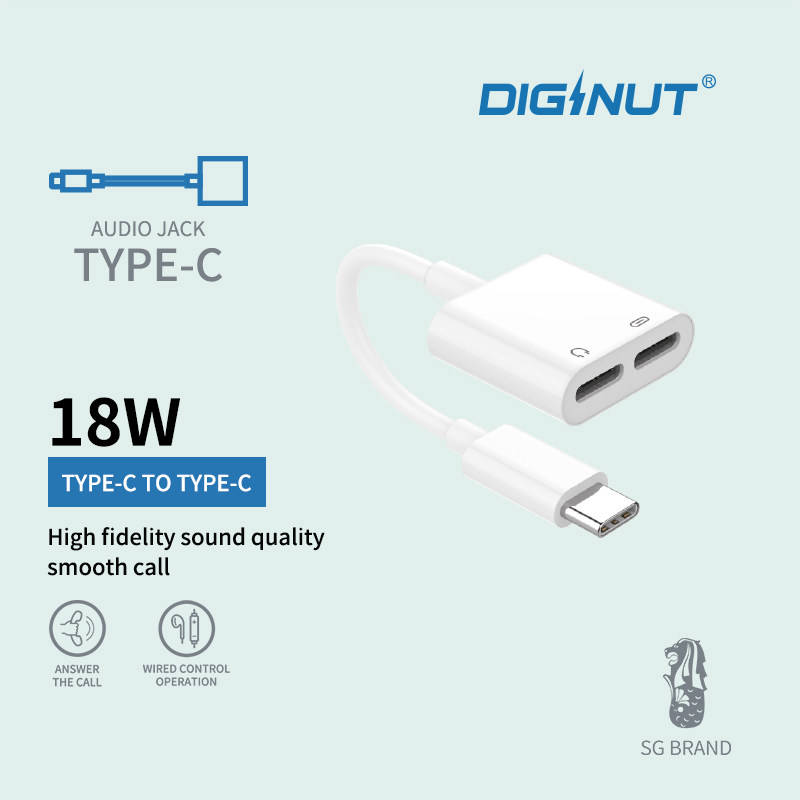 DIGINUT - DA-09 Type-C To Type-C+Type-C Converter White