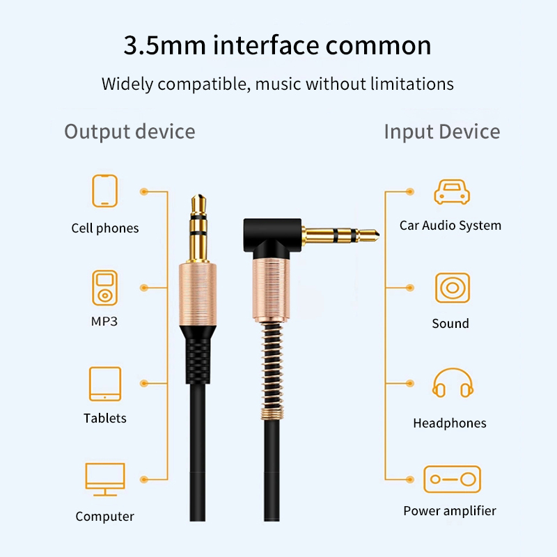 Diginut - DA-12 3.5mm Stereo Elbow AUX Audio Cable Black/Audio Line