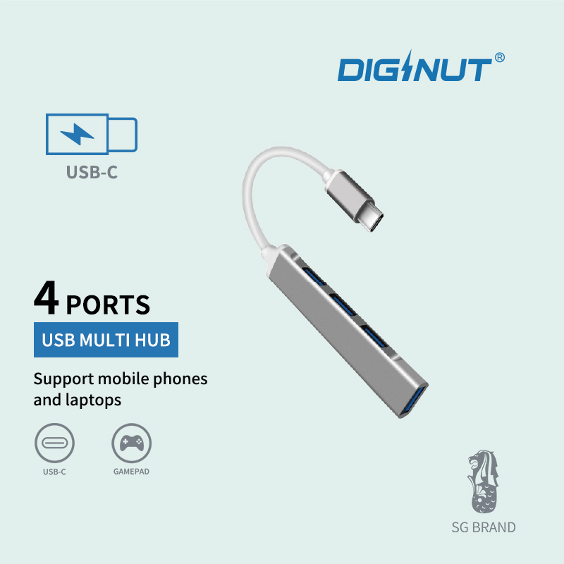 DIGINUT DA-18 Type-C Hub3.0+2.0 Compatible (4 Ports)/ Keyboard/ Mouse/ Flash Drive