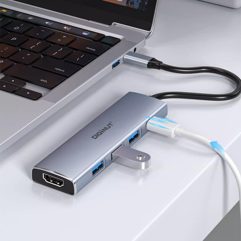 Diginut DA-19 5IN1 Type-C Hub+HDMI 4K Resolution/ HDMI 1.4*1+PD*1+ USB*3/ Plug and Play