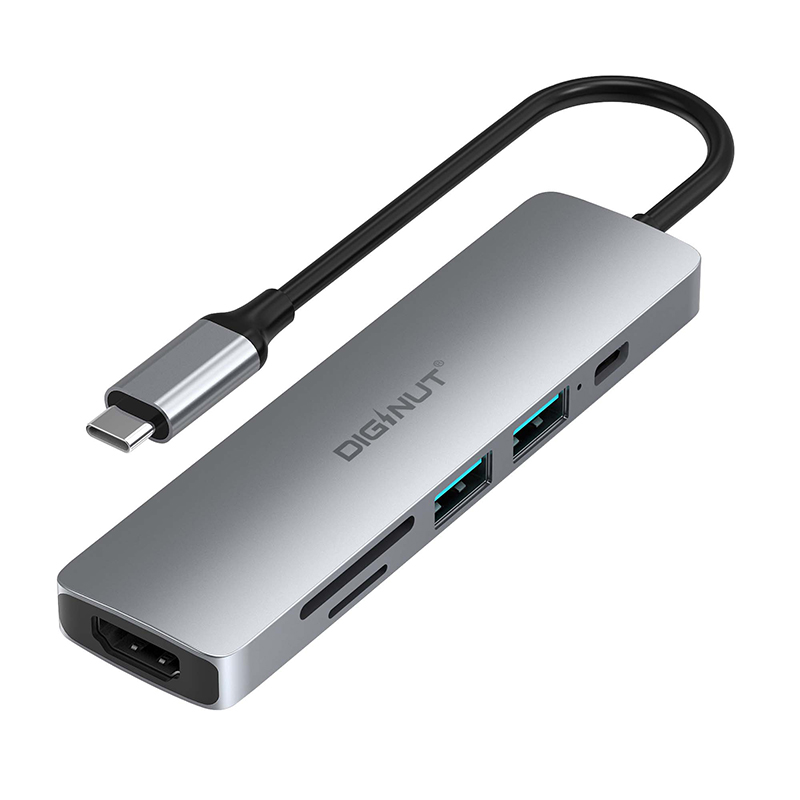 Diginut DA-20 6IN1 Type-C Hub+Card Reader+HDMI 4K Resolution/ HDMI 1.4*1+PD*1+ USB*3/ Wide Compatibility