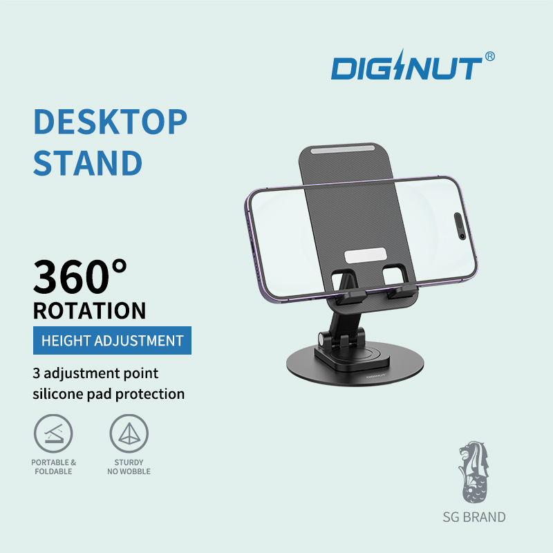Diginut DJ-20 360-Degree Rotation Multi-Functional Phone Stand Black/White