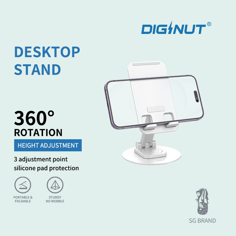 Diginut DJ-20 360-Degree Rotation Multi-Functional Phone Stand Black/White