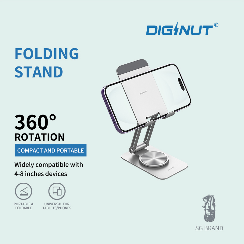 Diginut DJ-21 Foldable & 360-Degree Rotation Phone Stand Silver