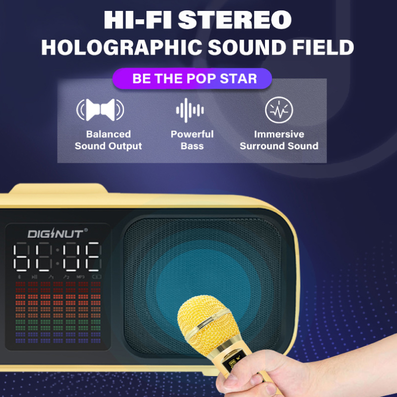 Diginut DK-300 Dual Microphone Karaoke Wireless Speaker Blue