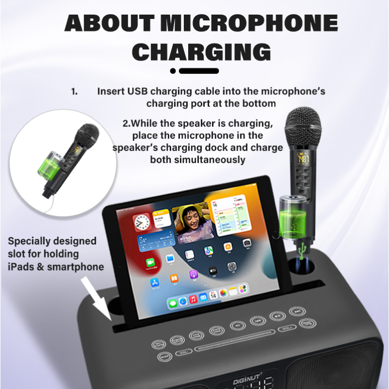 Diginut DK-300 Dual Microphone Karaoke Wireless Speaker Blue