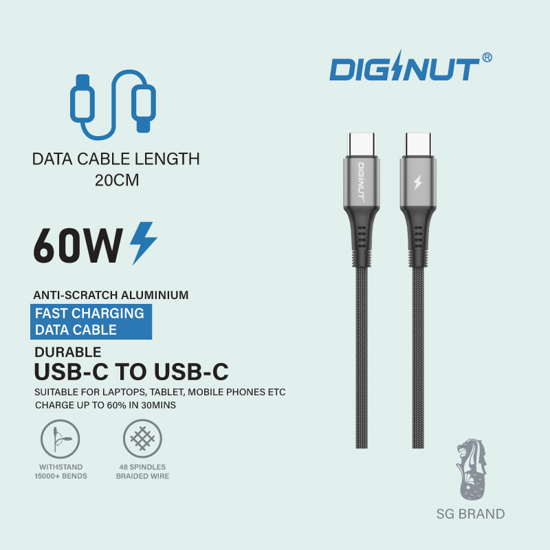 Diginut BA-1238C USB-A To Type-C /BA-1238R To Micro /BC-1238C/BC-0238C Aluminum Alloy Data Cable 3A 1.2M